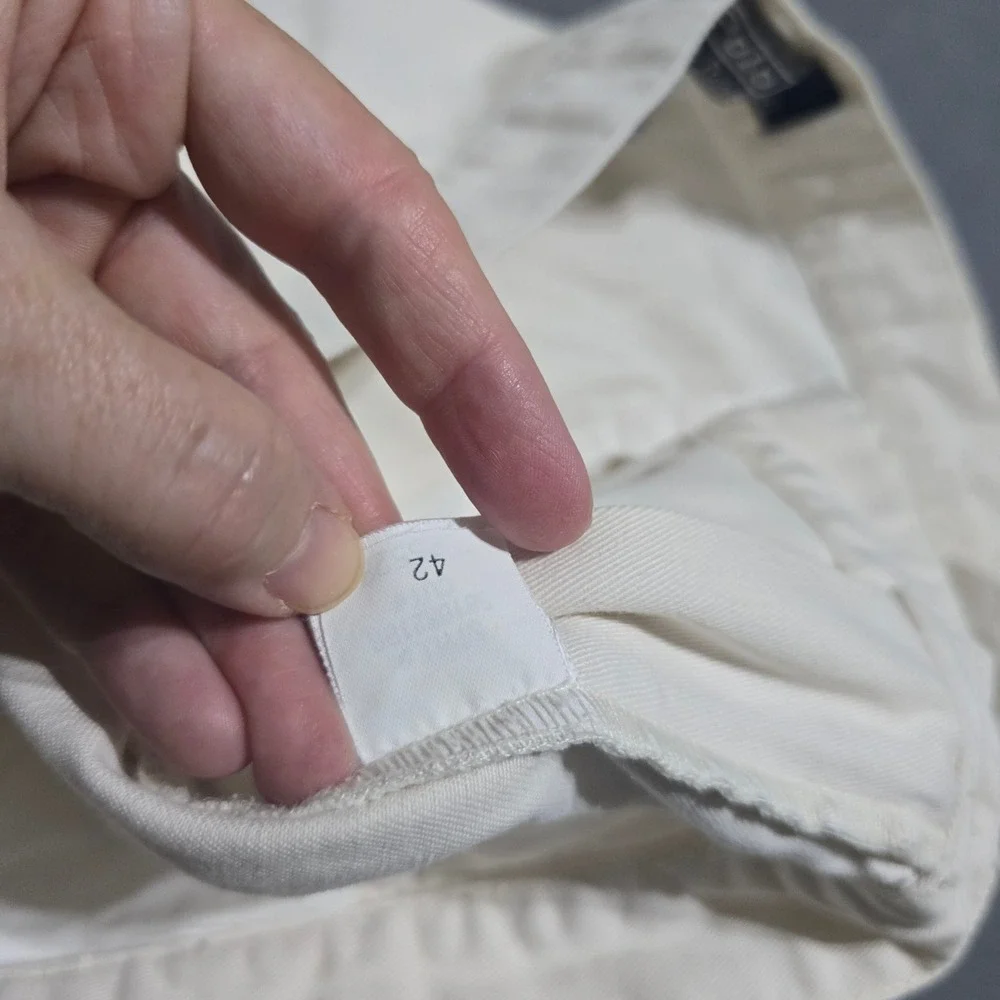 vintage Polo Ralph Lauren Chino Shorts Mens 42 Cream double Pleated Cotton